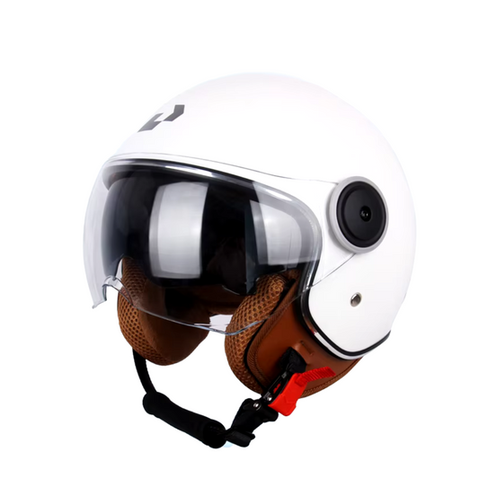 Casque Moto Retro Vintage Blanc | Double Visière