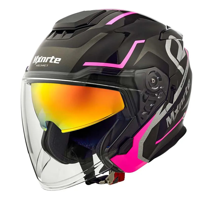 Casque moto Femme Noir & Rose Visière teinté
