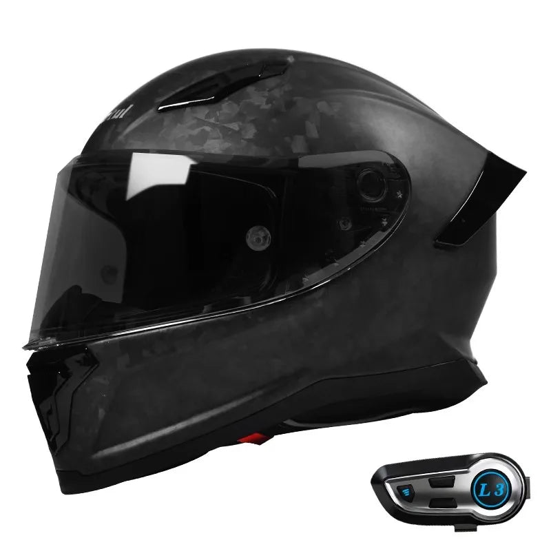 Casque moto bluetooth L3 | Noir Fibre de Carbone