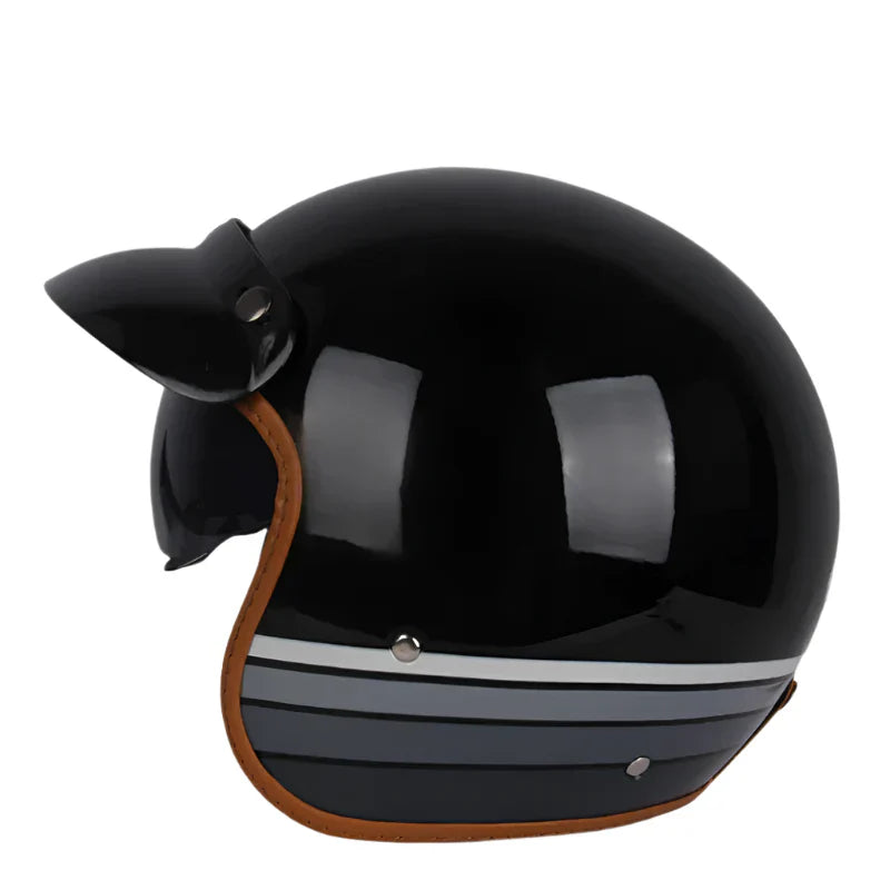 Casque Moto vintage Lucky Route 66 | Face Ouvert avec Visière