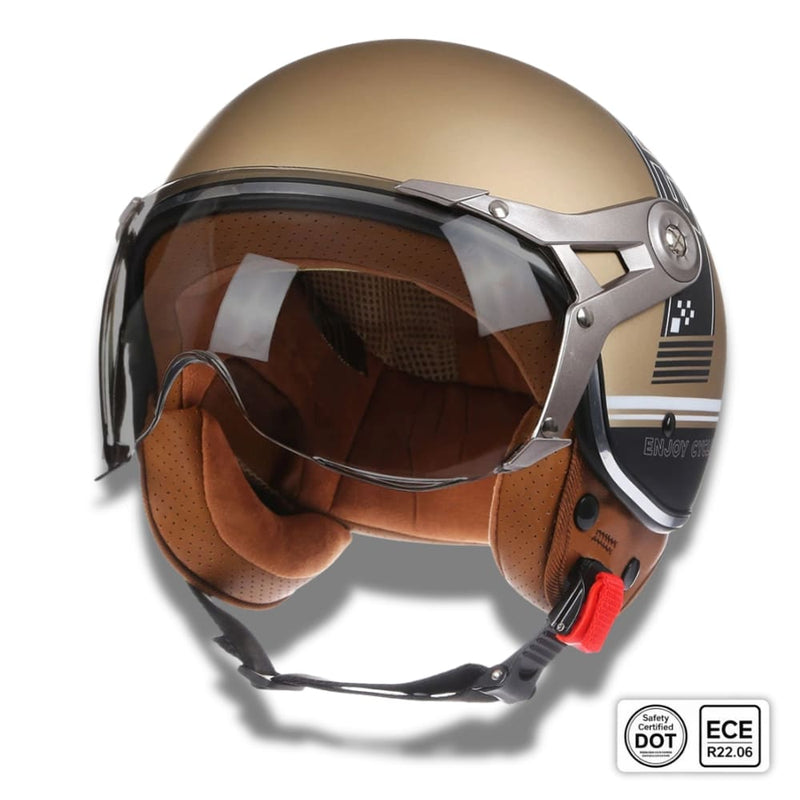 Casque moto Rétro Vintage Italia | Rétro Chopper Blanc, Vert, Rouge