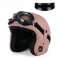 Casque Jet | Retro Vintage | casque moto Cuir Synthétique avec Lunette
