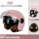 Casque Moto Retro Vintage Blanc  |  Double Visière