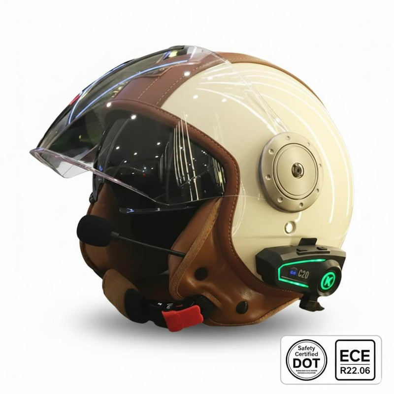 Casque Moto Retro Vintage Bluetooth Integrer | Intercom 4eme Generation