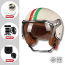 Casque moto Rétro Vintage Italia | Rétro Chopper Blanc, Vert, Rouge