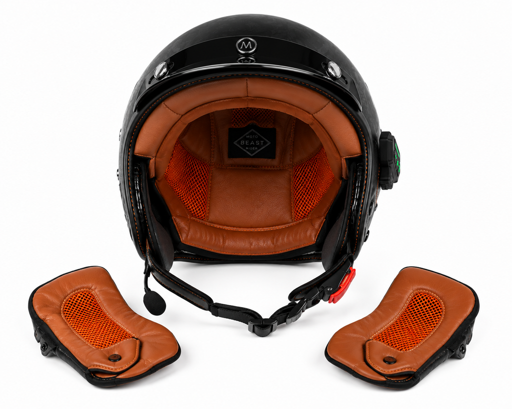 Casque Moto Noir Carbone Bluetooth | Intercom Integre Protection