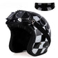 Casque Jet | Retro Vintage | casque moto Cuir Synthétique avec Lunette