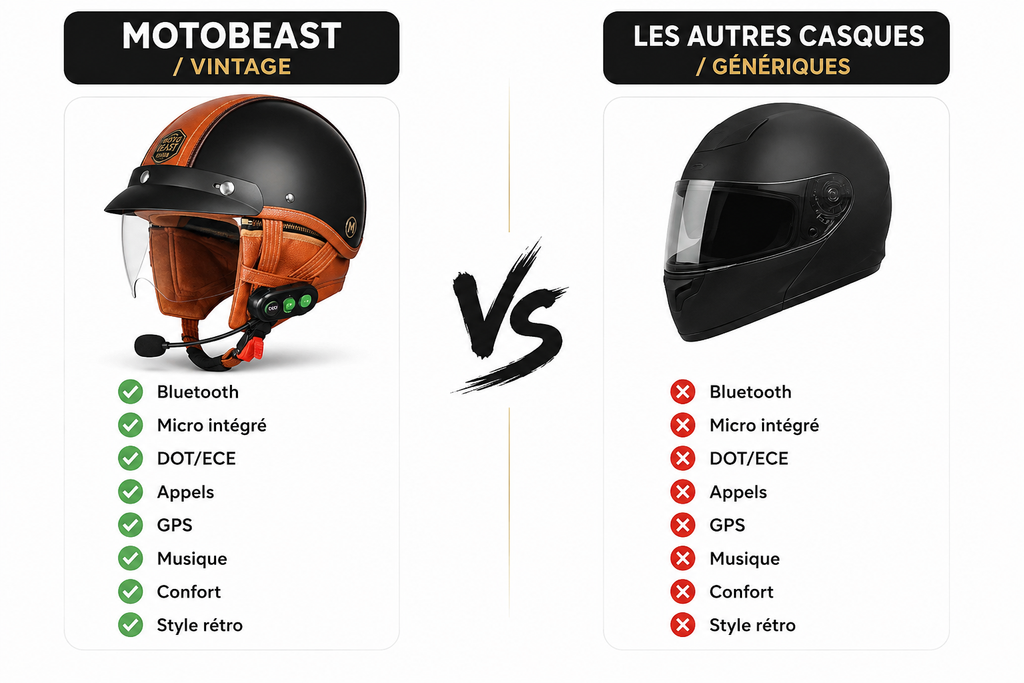 Casque Moto Vintage avec Lunette | Retro Jet | Livraison Gratuite