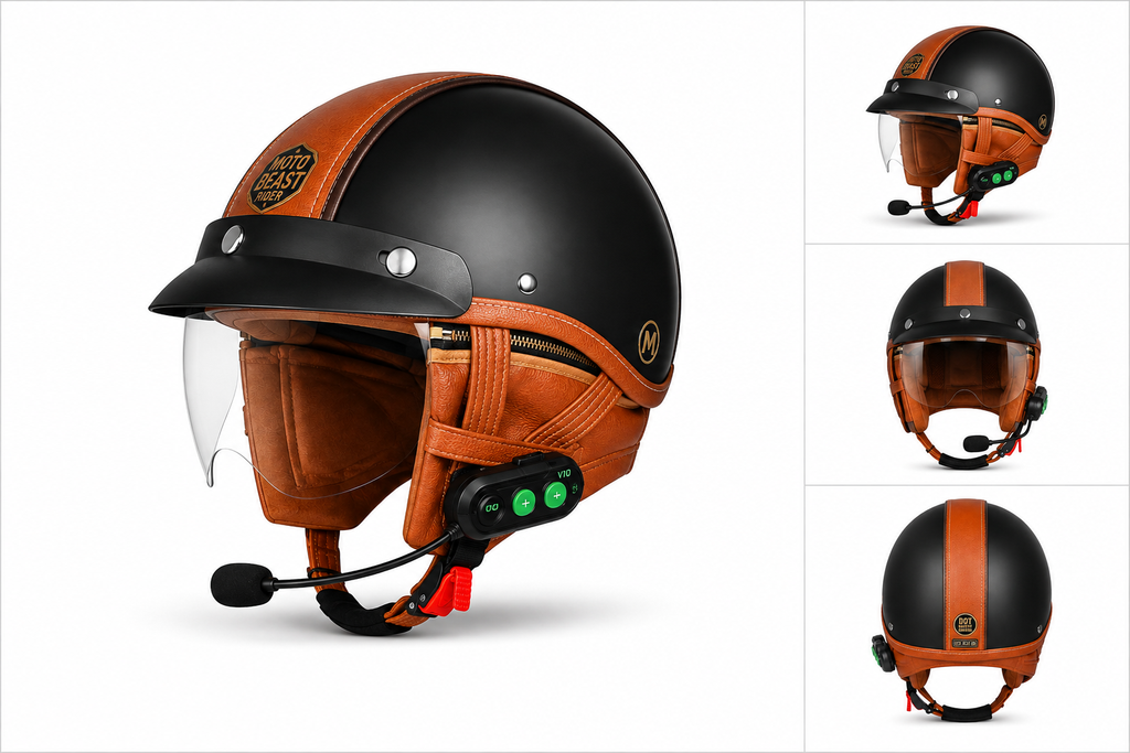 Casque Moto Vintage avec Lunette | Retro Jet | Livraison Gratuite