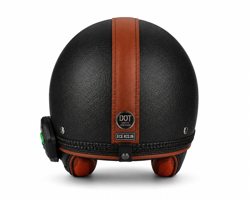 Casque Moto Vintage | Retro Jet Cuir Synthétique | Livraison Gratuite