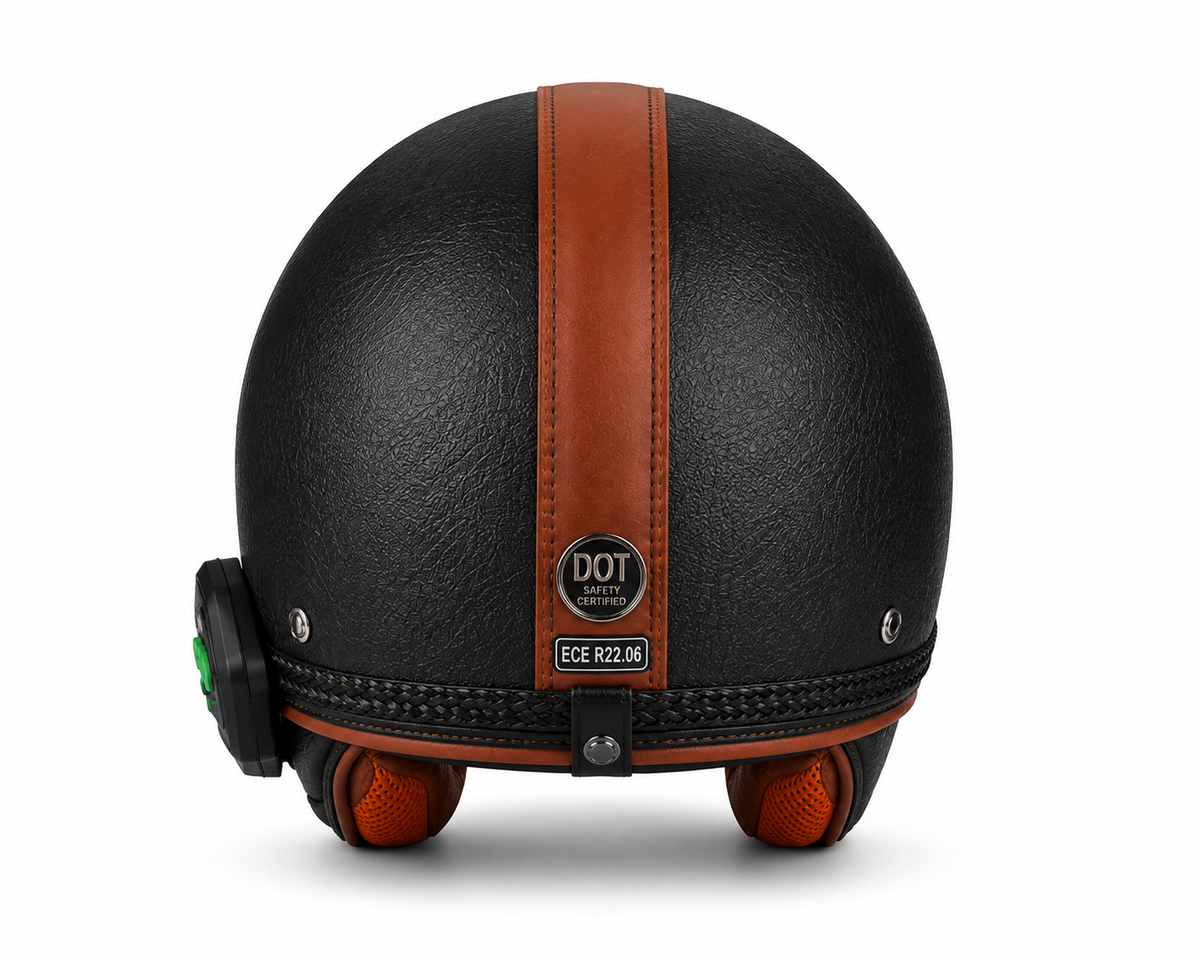 Casque Moto Vintage | Retro Jet Cuir Synthétique | Livraison Gratuite