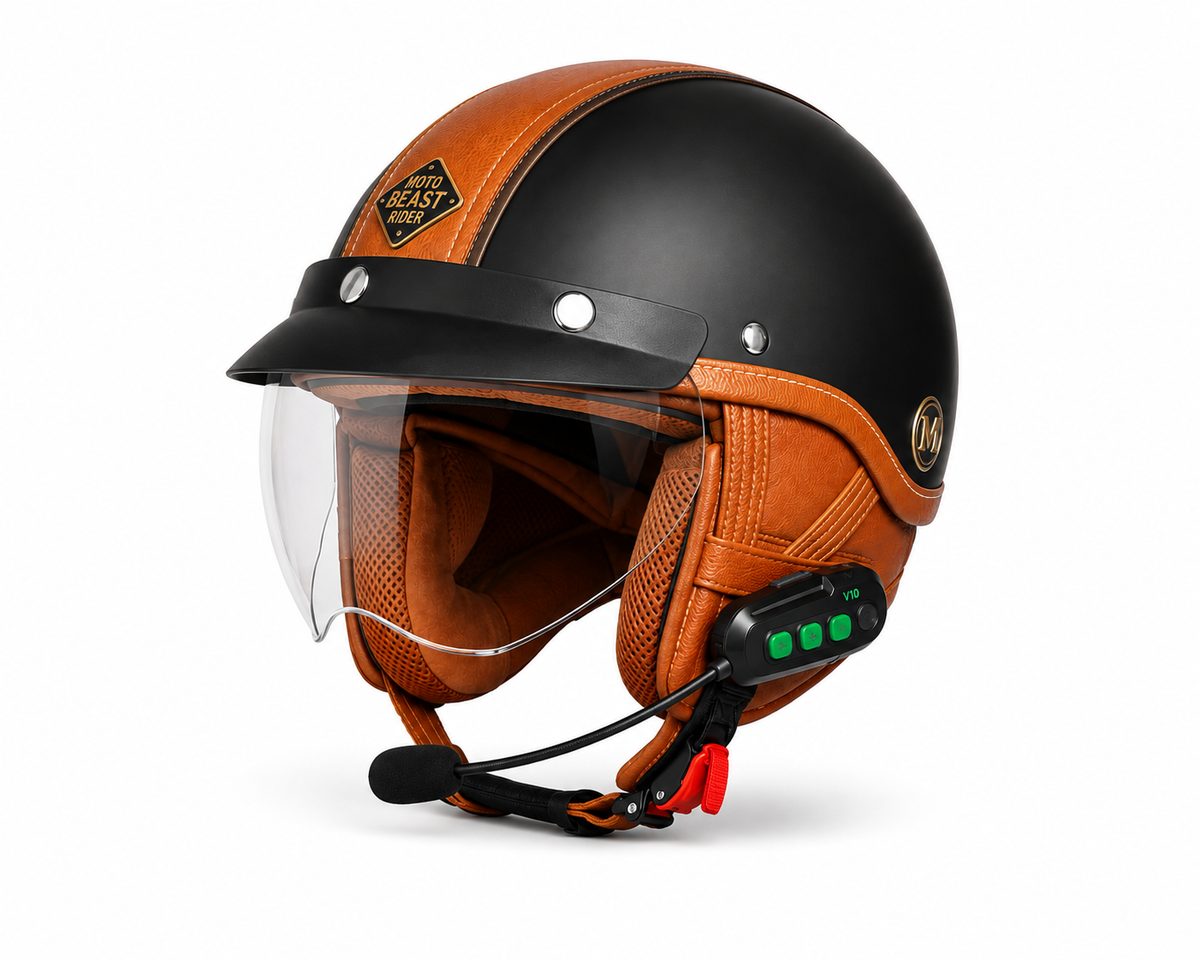 Casque Moto Vintage avec Lunette | Retro Jet | Livraison Gratuite