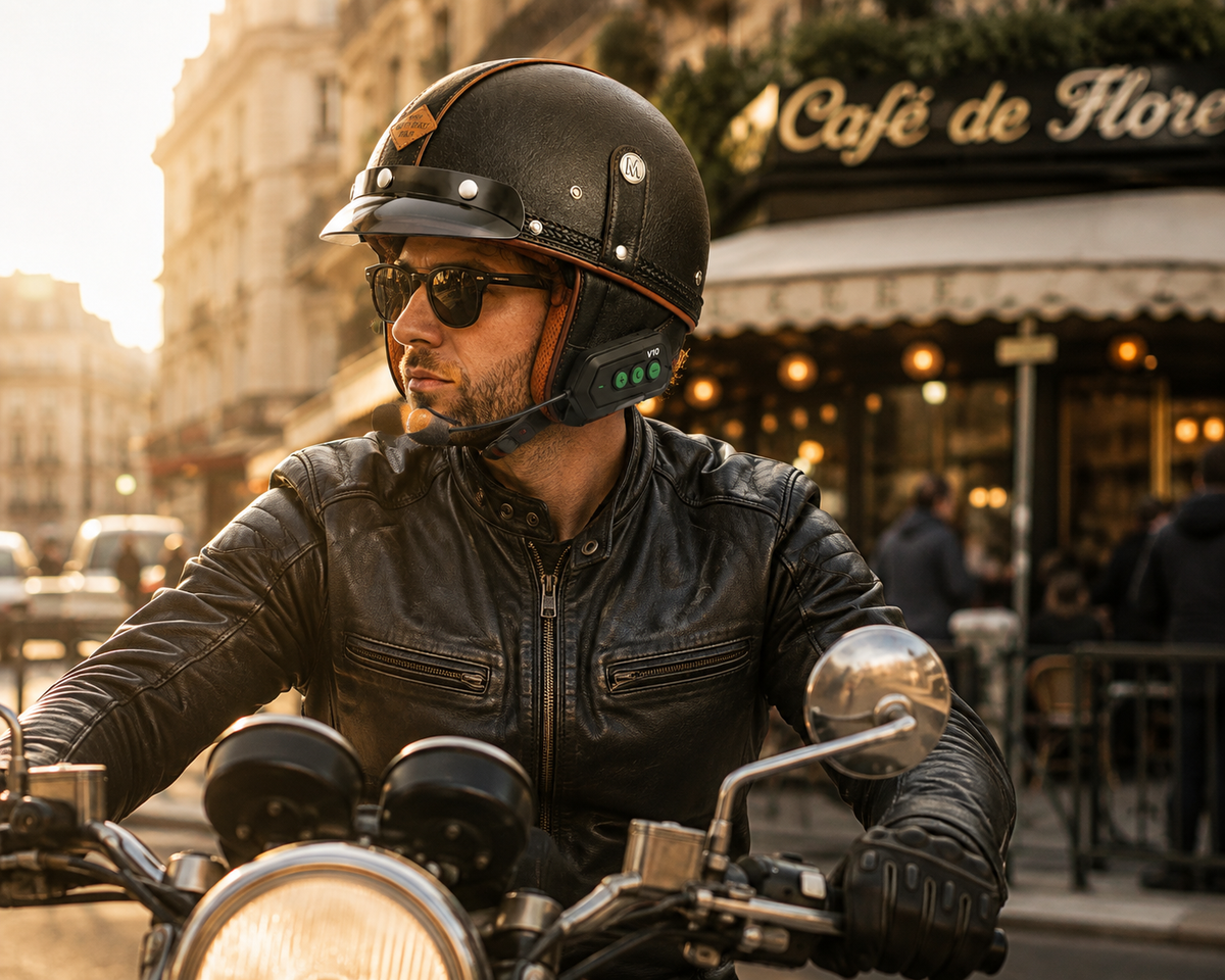 Casque Moto Vintage | Retro Jet Cuir Synthétique | Livraison Gratuite