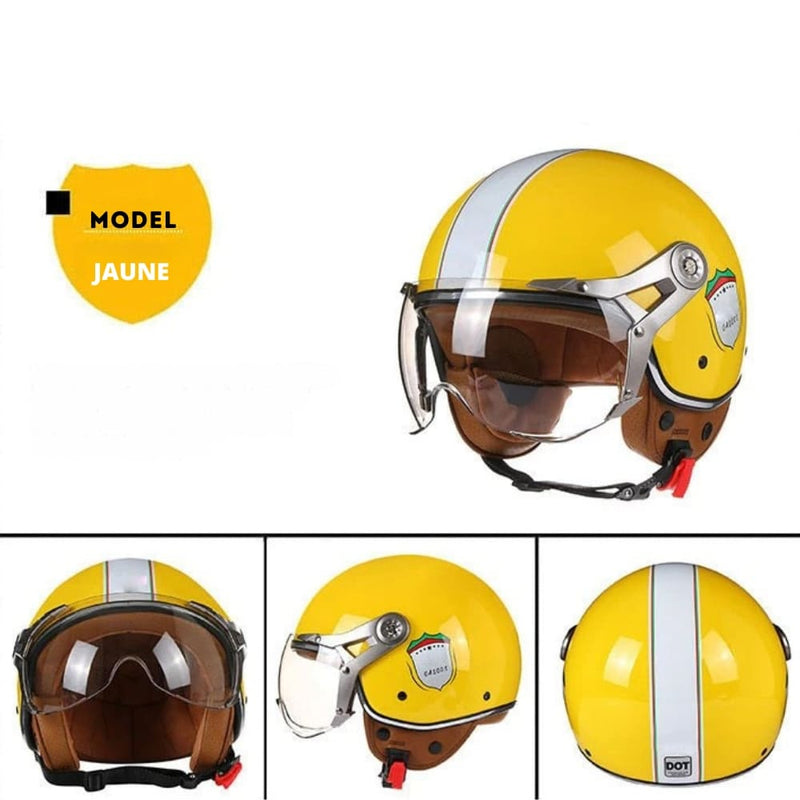 Casque moto Rétro Vintage Italia | Rétro Chopper Blanc, Vert, Rouge