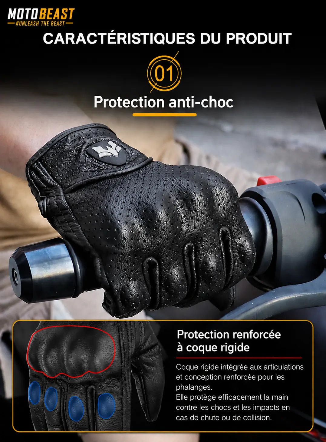 Gants Moto Cuir MotoBeast