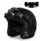 Casque Jet | Retro Vintage | casque moto Cuir Synthétique avec Lunette