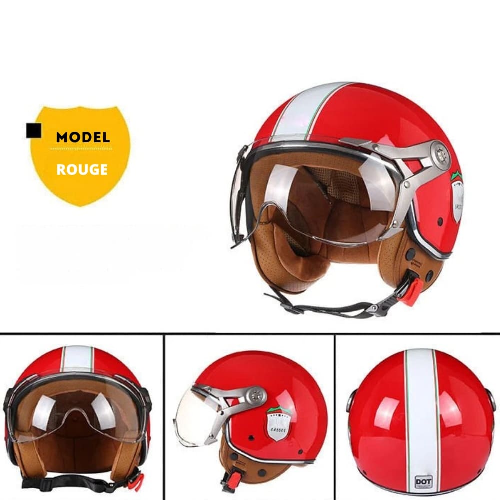 Casque moto Rétro Vintage Italia | Rétro Chopper Blanc, Vert, Rouge
