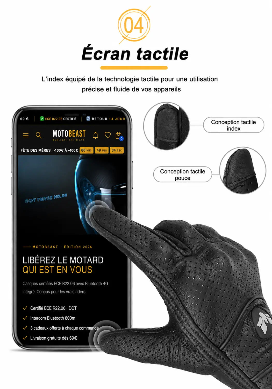 Gants Moto Cuir MotoBeast