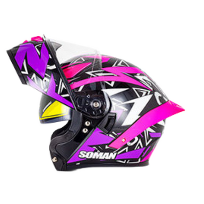 Casque moto modulable Femme Rose | Soman MotoBeast