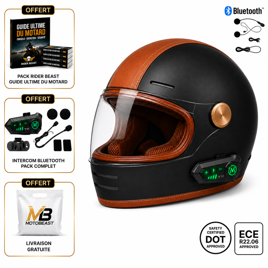 Casque Moto Retro Vintage Bluetooth Integrer | Intercom  Generation