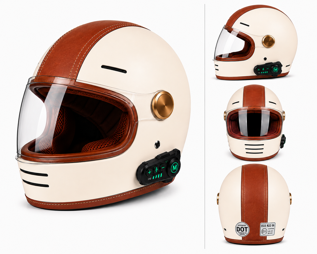 Casque Moto Retro Vintage Bluetooth Integrer | Intercom  Generation