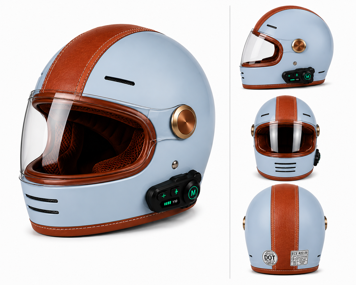 Casque Moto Retro Vintage Bluetooth Integrer | Intercom  Generation