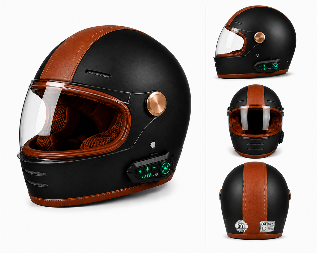 Casque Moto Retro Vintage Bluetooth Integrer | Intercom  Generation