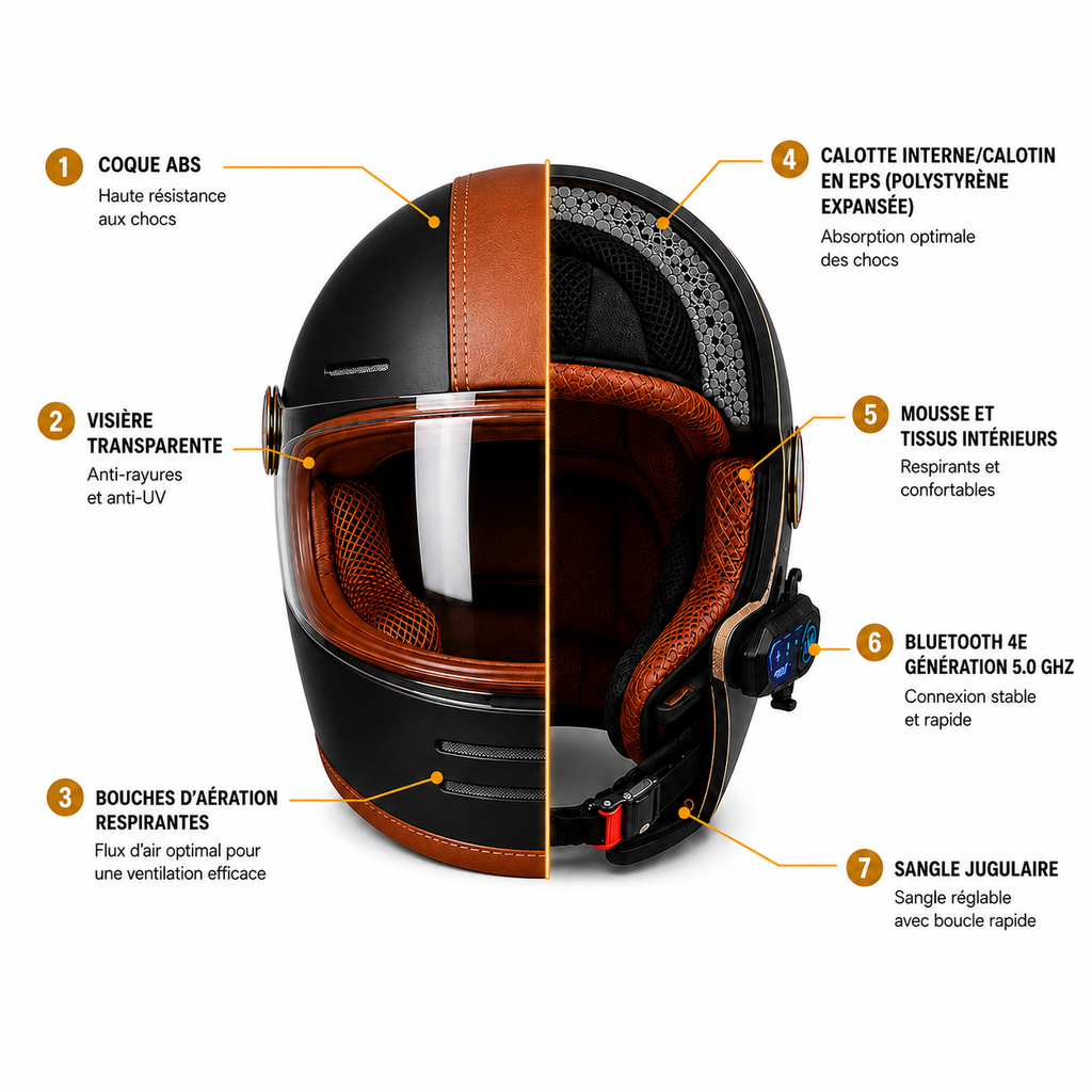 Casque Moto Retro Vintage Bluetooth Integrer | Intercom  Generation