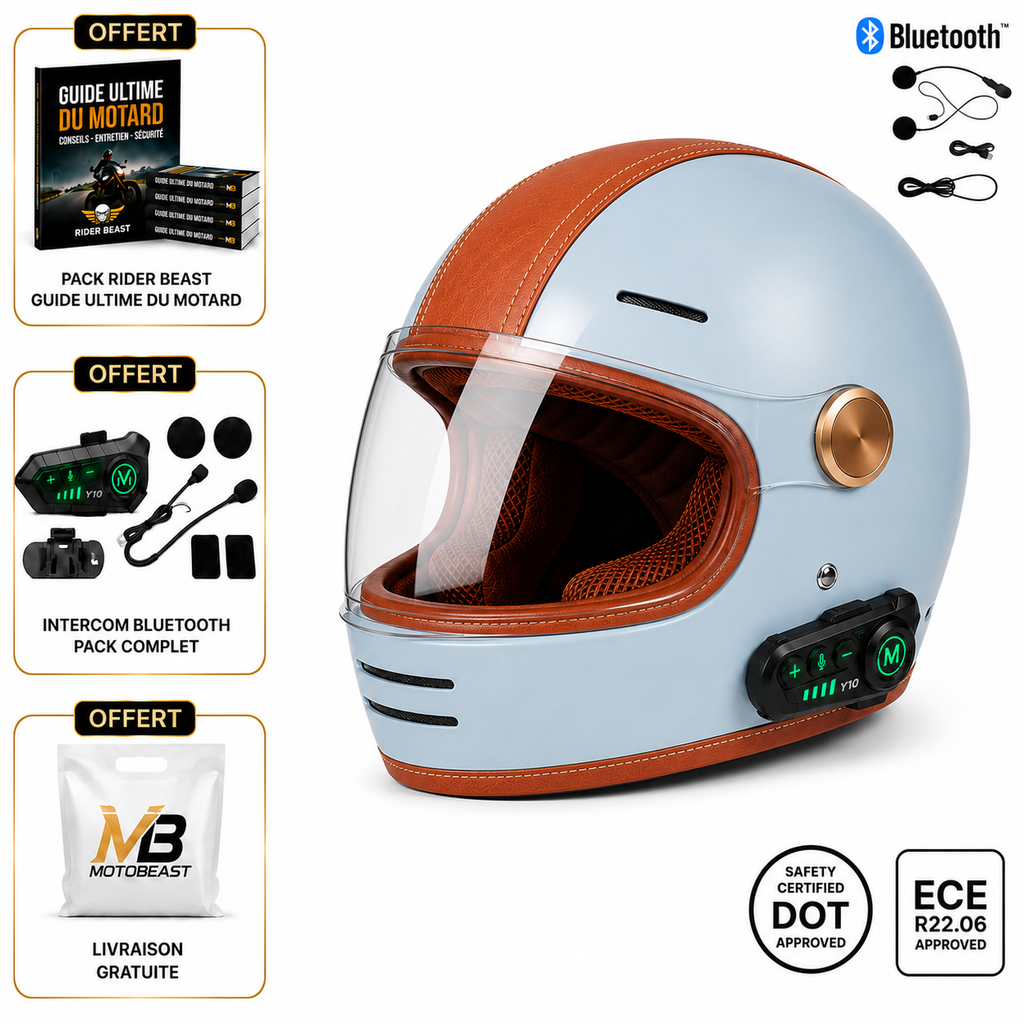 Casque Moto Retro Vintage Bluetooth Integrer | Intercom  Generation