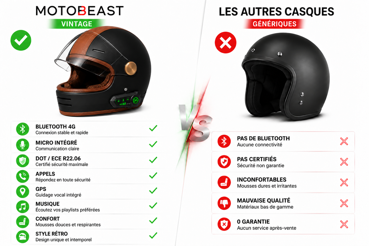Casque Moto Retro Vintage Bluetooth Integrer | Intercom  Generation
