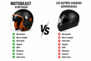 Casque Moto Retro Vintage Marron Damier Bluetooth | Intercom