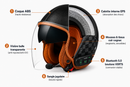 Casque Moto Retro Vintage Marron Damier Bluetooth | Intercom