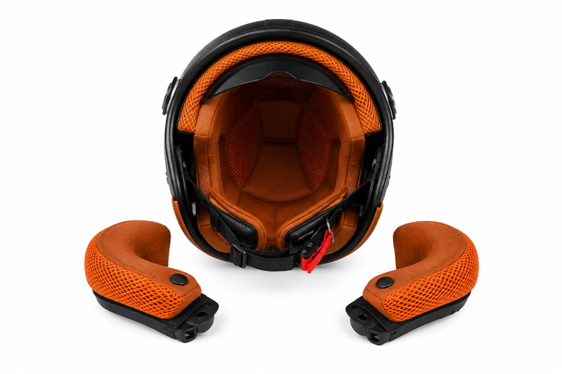 Casque Moto Retro Vintage Marron Damier Bluetooth | Intercom