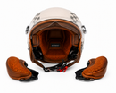 Casque Moto Retro Vintage Marron Damier Bluetooth | Intercom