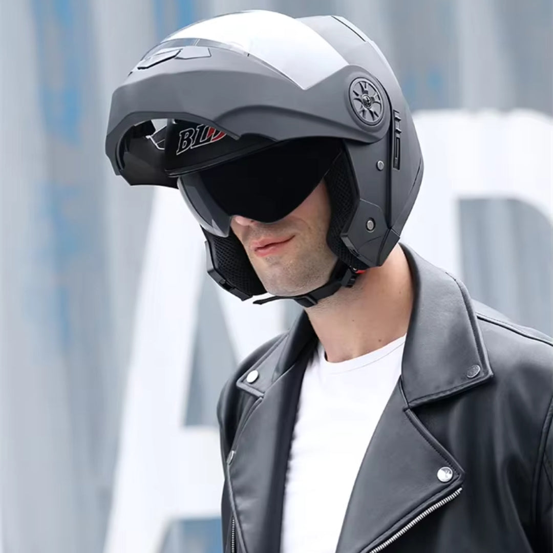 Casque moto Modulable Bluetooth | Noir-Gold | MotoBeast