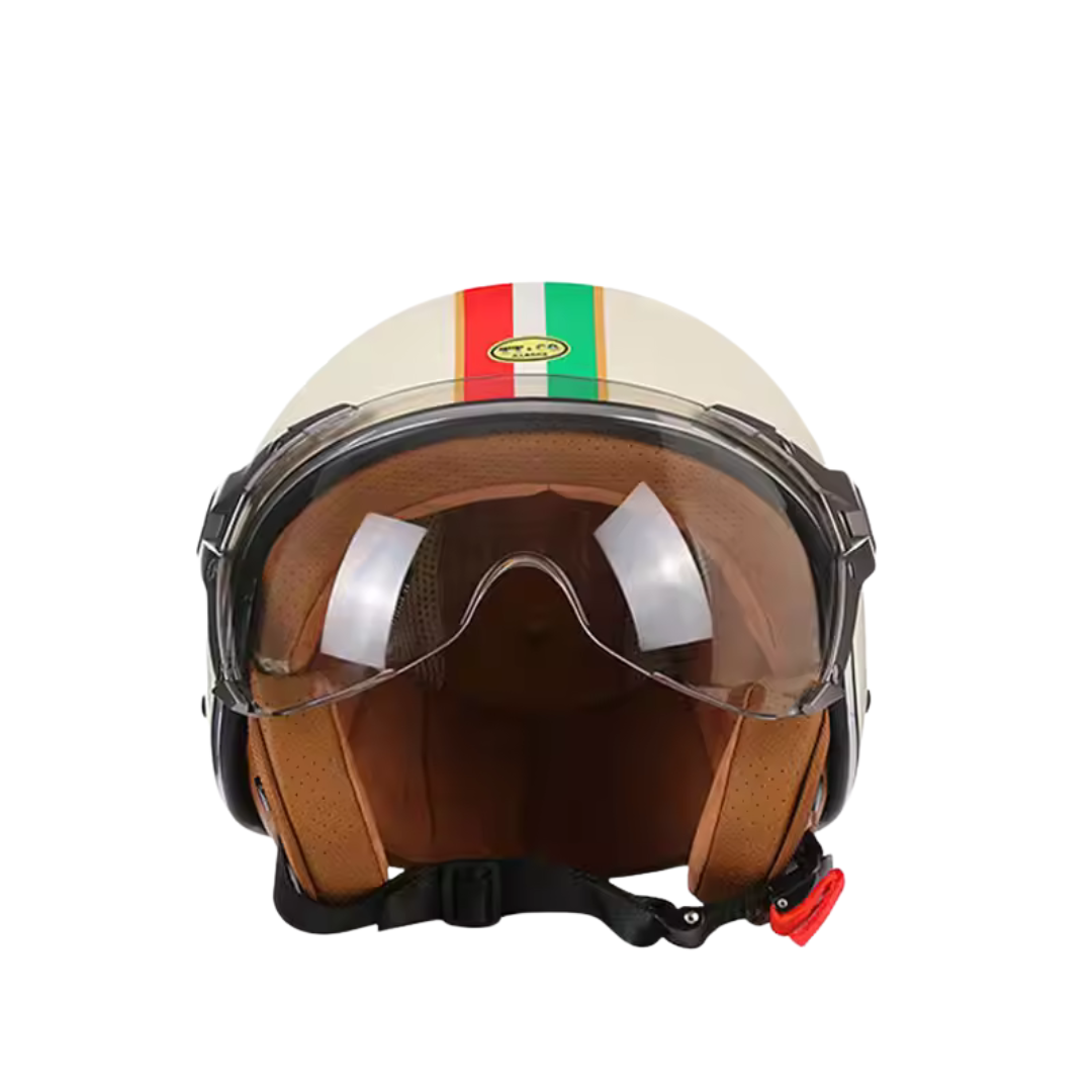 Casque moto Rétro Vintage Italia | Rétro Chopper Blanc, Vert, Rouge