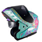 Casque Moto Modulable Femme Bleu Fleur Atom