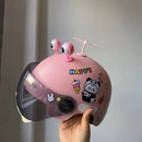 Casque moto vintage Enfant style Hélicoptère rose | 3 à 9 ans