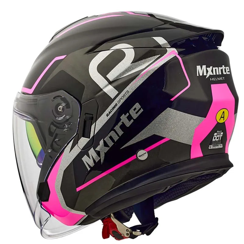 Casque moto Femme Noir & Rose Visière teinté