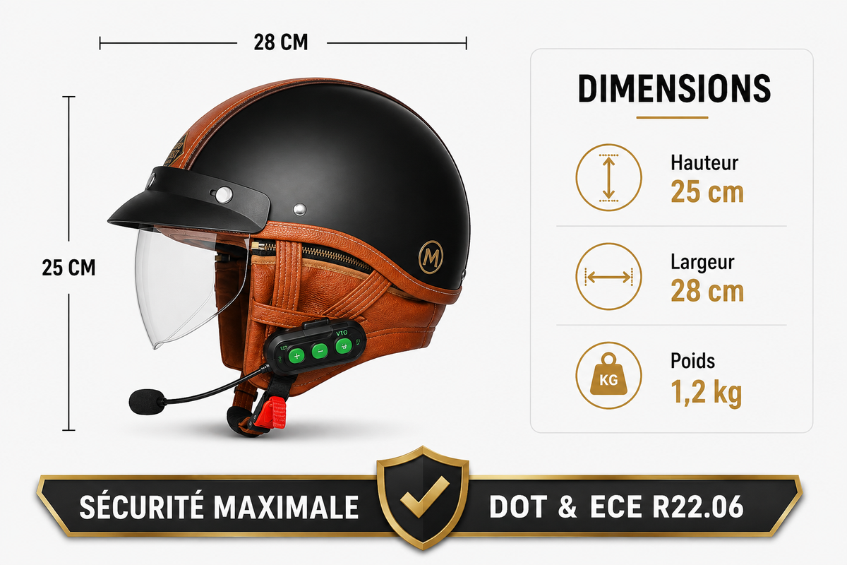 Casque Moto Vintage avec Lunette | Retro Jet | Livraison Gratuite