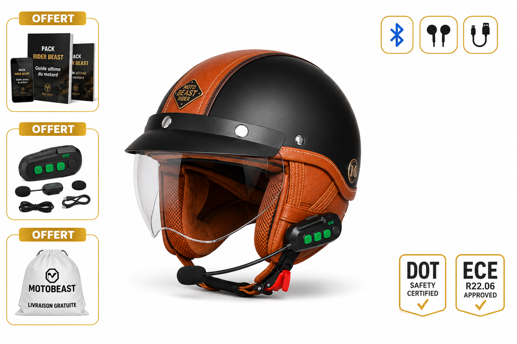 Casque Moto Vintage avec Lunette | Retro Jet | Livraison Gratuite