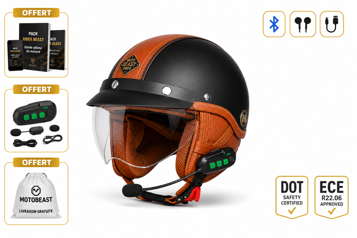 Casque Moto Vintage avec Lunette | Retro Jet | Livraison Gratuite